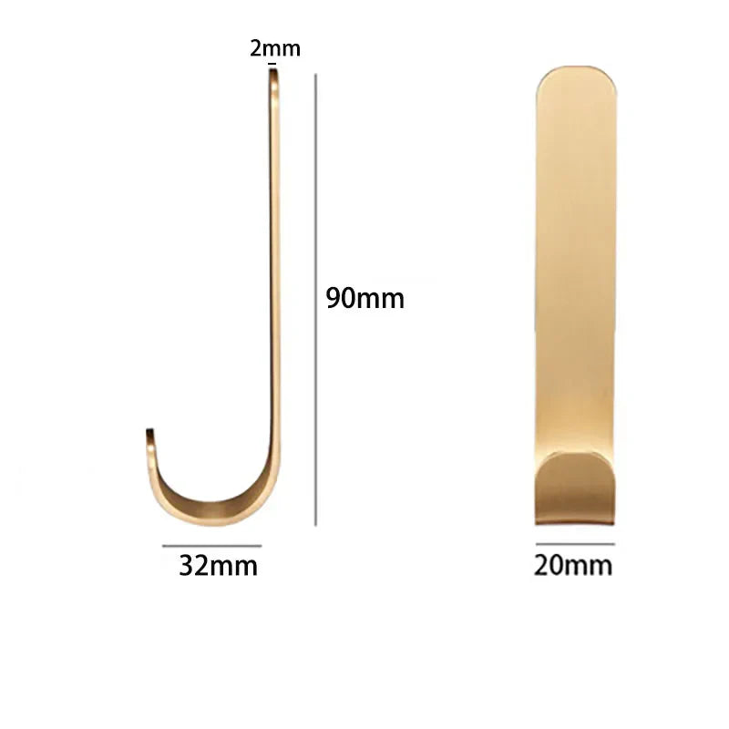 2pcs Brass Wall Hooks – Nail-Free Gold Adhesive Hangers for Towels Bags and Clothes large wall Hook