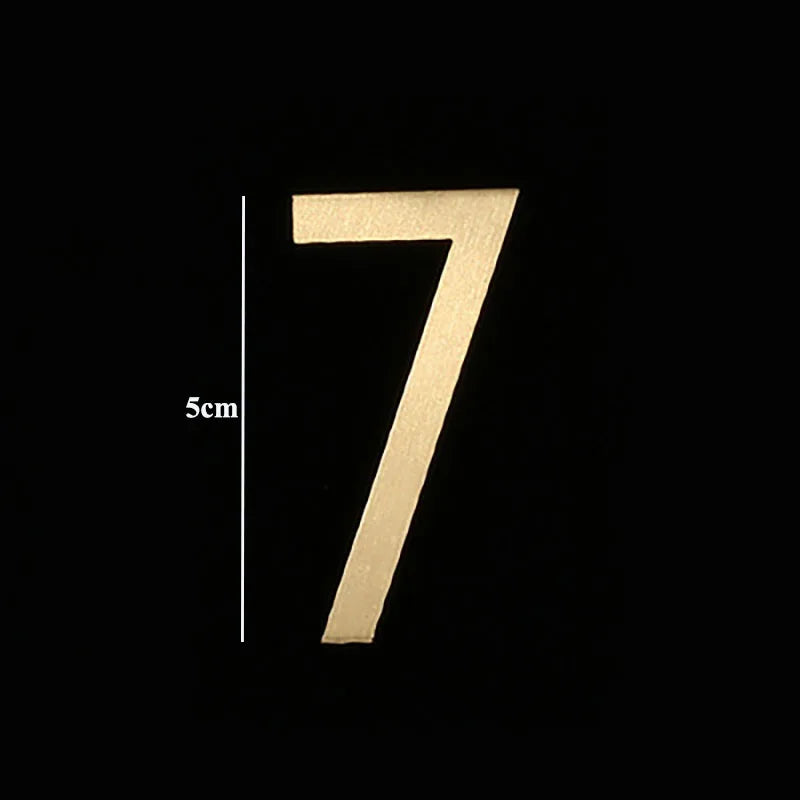 Golden Brass Door Numbers – Custom Decorative Wall Figures for Villas Hotels and Dormitories (5cm/7cm) 5cm 7