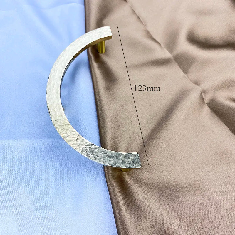 Round Hammered Brass Wardrobe Handles – Modern Knobs for Drawers Dressers and Cabinets (Circle & Semi-Circle)