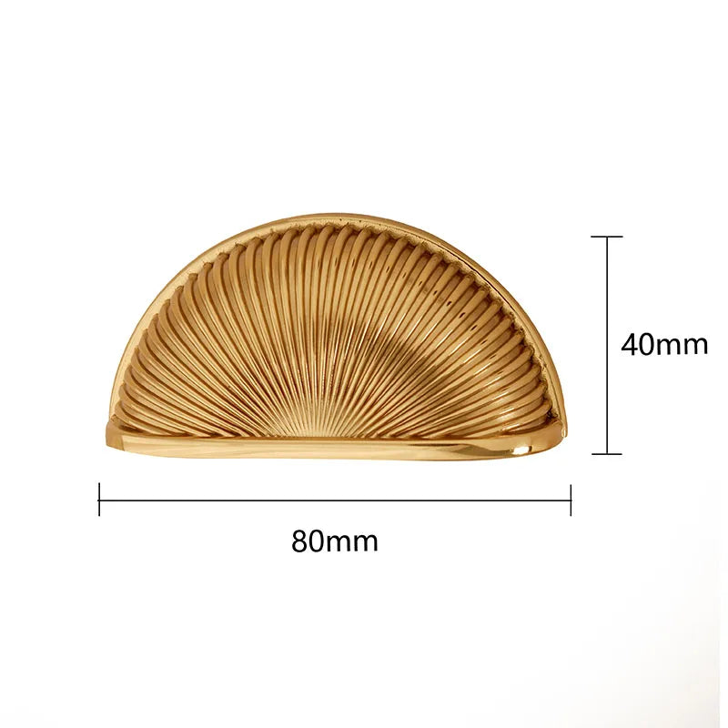 Brass Shell Drawer Knobs – Nordic Antique Round Cabinet Handles for TV Stands and Wine Cases 80x40mm knob