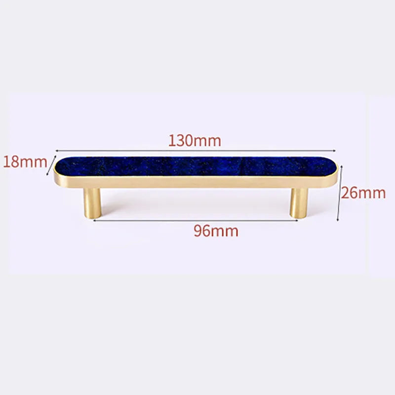 Brass and Acrylic Cabinet Handles – Colorful European Wardrobe Pulls for Furniture (96/128mm Hole Distance) 130mm F