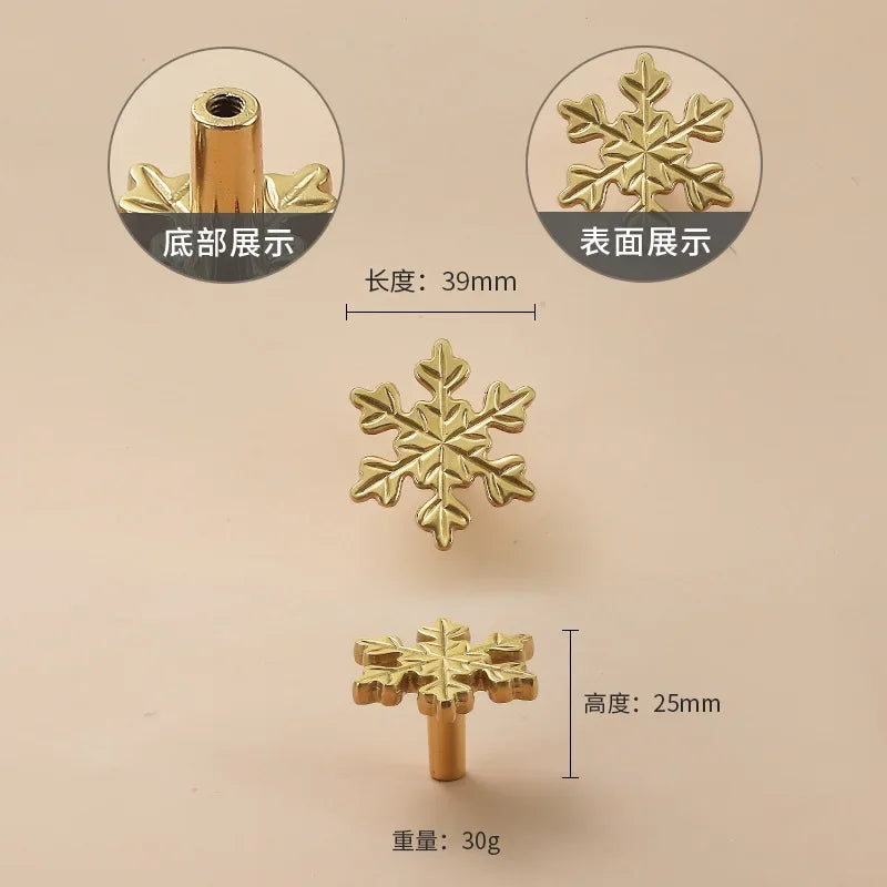 Luxury Brass Flower and Leaf Cabinet Handles – Chinese-Style Decorative Pulls for Wardrobes and Drawers 4 / 1 piece