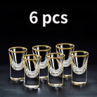 Dlight Decor 6pc Gold Rim Spirits Glass Set – Gilt Small Wine & Baijiu Cups 6pcs / 15ml