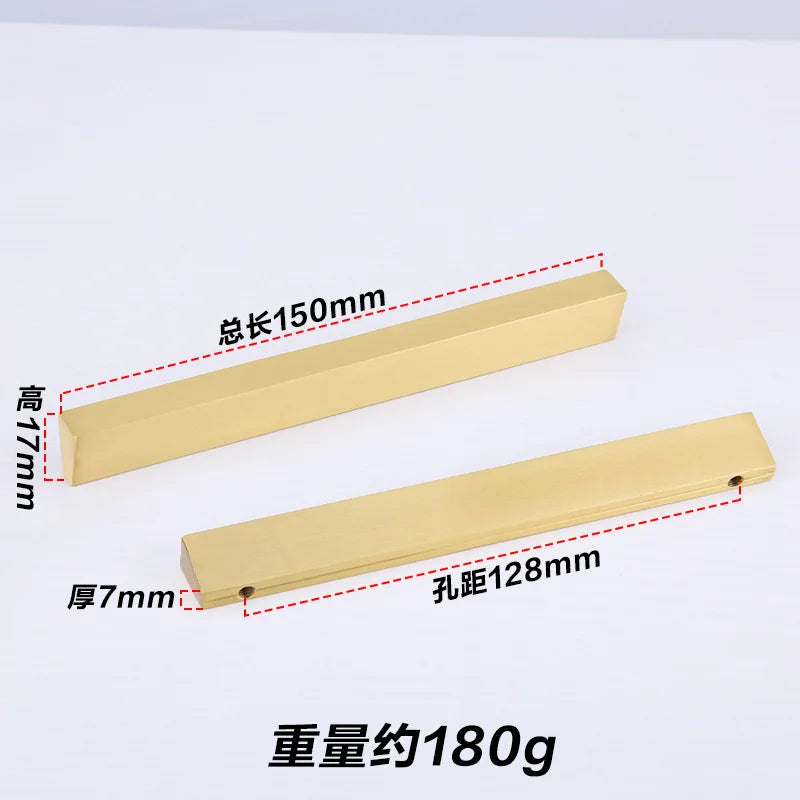 Brass Trapezoidal Cabinet Handles - High-End Golden Drawer Pulls for Wardrobes and Furniture Brass-128mm Handles