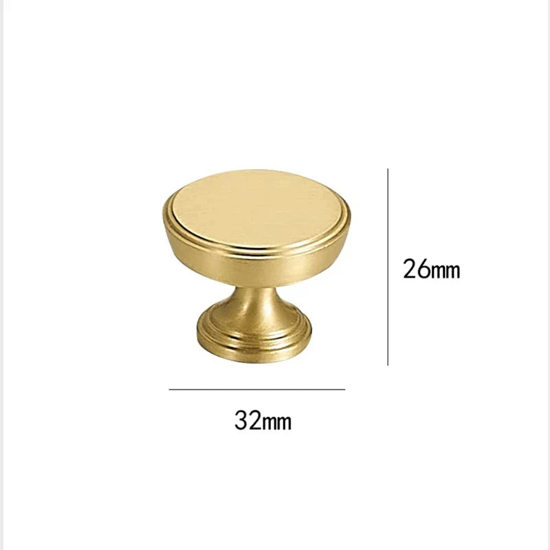 Brushed Gold Brass Cabinet Handles – Modern Knobs and Bar Pulls (50mm-280mm) 32mm knob Handles