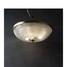 Round flush-mount ceiling light with clear lattice glass shade and gold canopy