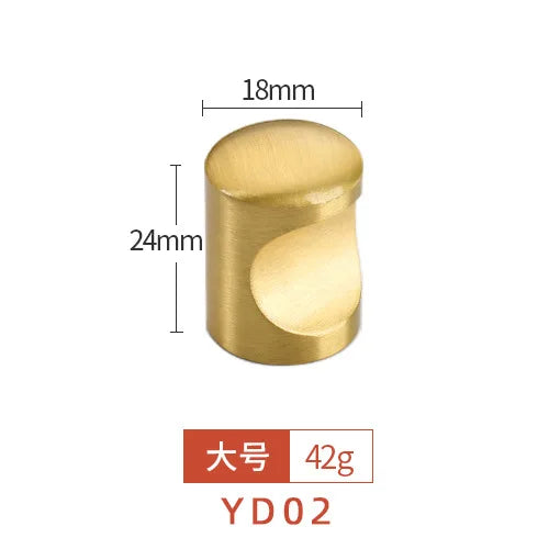 Modern Pure Brass Cabinet Handles - Single Hole Brushed Gold Drawer Knobs for Kitchen and Wardrobes 10-large Knonbs