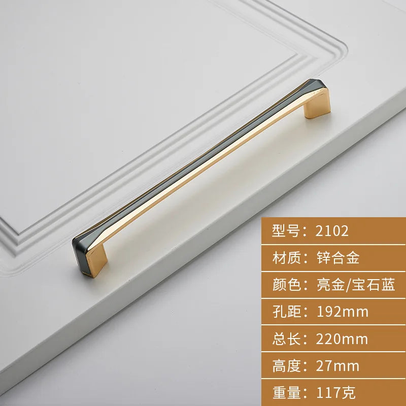 American Zinc Alloy Cabinet Handles - Solid Drawer Knobs for Wardrobes Closets and Furniture Gold Blue-192 Handles