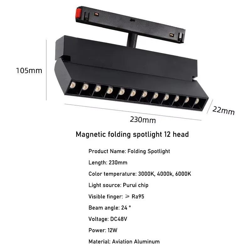 LED Magnetic Folding Spotlight Track Light Industrial Fashion Decor Lamp No Main Light Modern Design Popular Cool