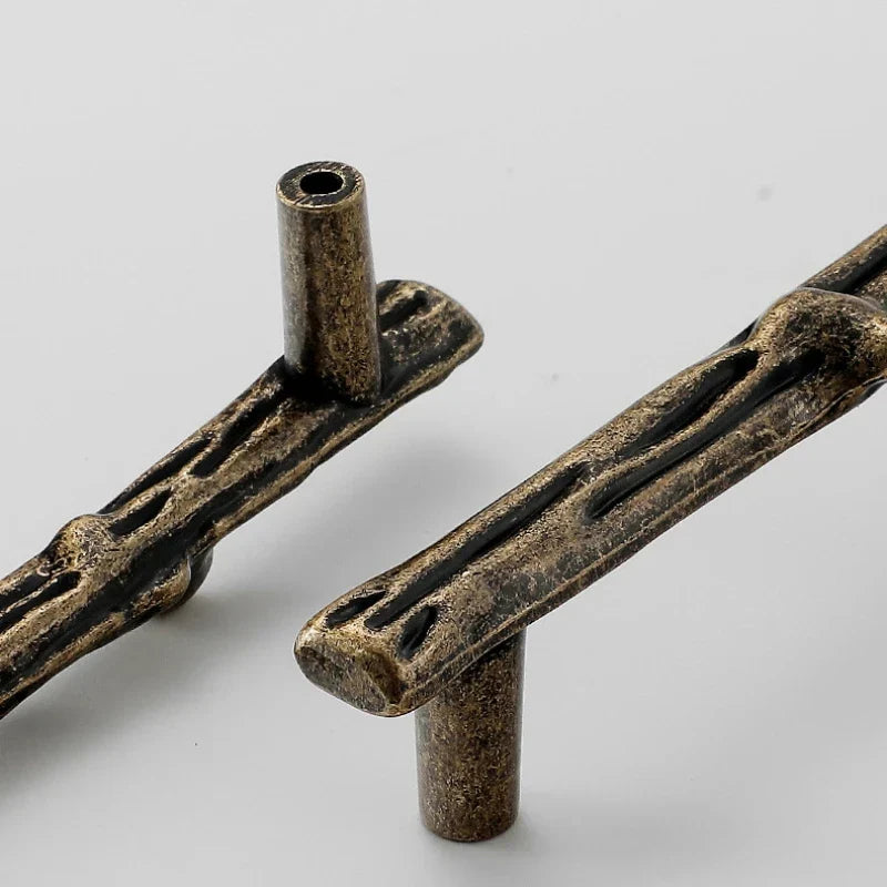 Antique Tree Pole Kitchen Drawer Handles - Zinc Alloy Cabinet Knobs in Bronze Gold and Black Handles