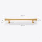 Gold Brass Dresser Handles – Modern Cabinet Pulls and Drawer Knobs for Kitchen and Furniture 260mm Handles