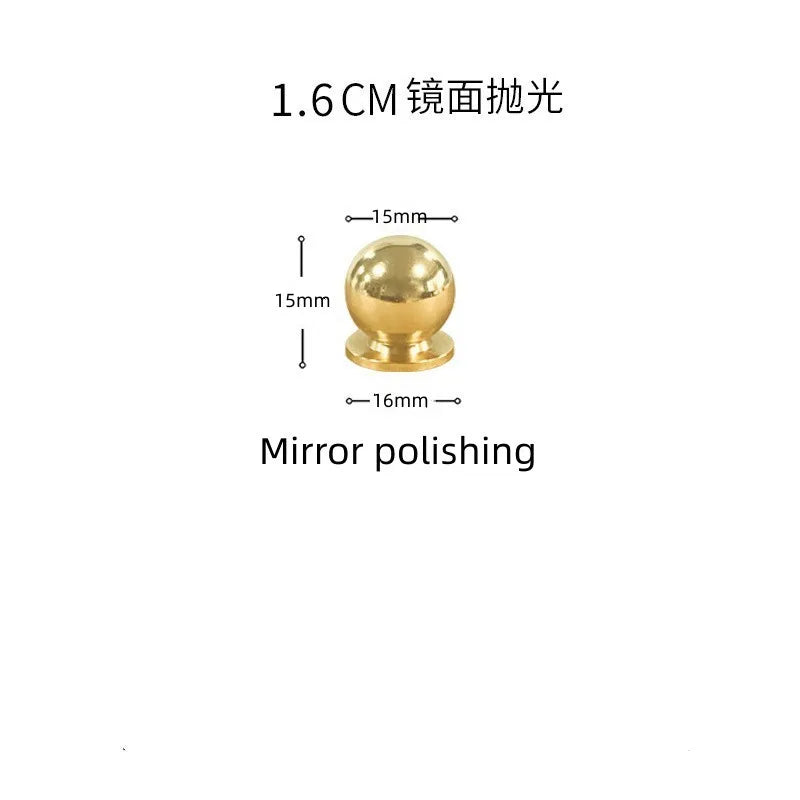 Solid Brass Ball Cabinet Knobs - Vintage Single-Hole Wardrobe and Drawer Handles Mirror polished 16mm Knobs