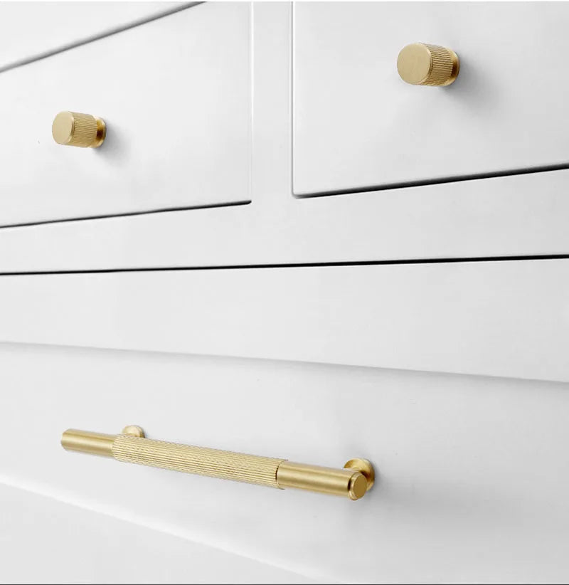 Gold Brass Cabinet Handles – Liner Knobs and Kitchen Drawer Bar Pulls for Furniture Handles