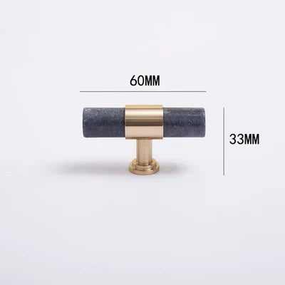 Natural Marble and Crystal T-Bar Cabinet Handles – Modern Brass Knobs for Kitchen Dresser and Furniture Pulls