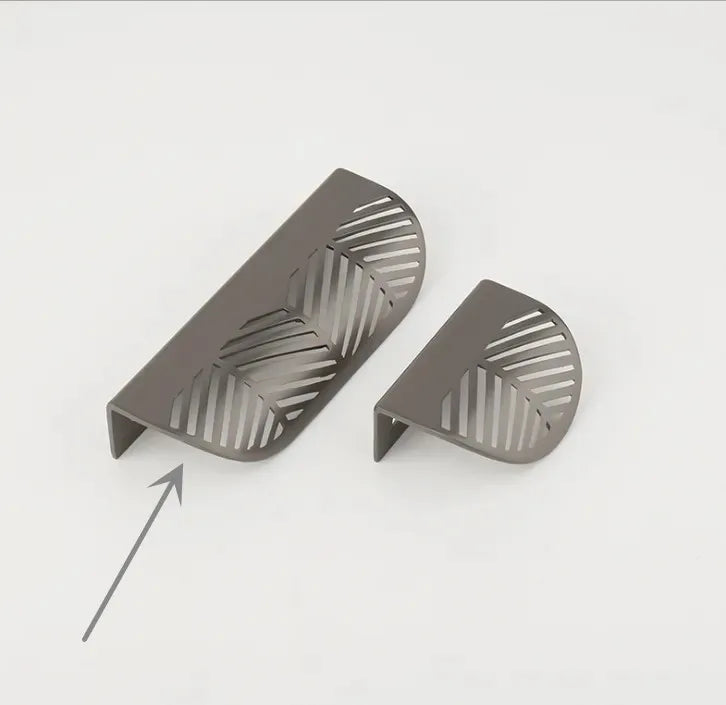 Modern Gold Leaf Cabinet Handles - Brushed Zinc Alloy Hollow Pulls for Furniture and Drawers Large-Pearl Grey Handles