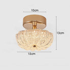 Gold flush-mount crystal acrylic ceiling light with 10cm wide, 15cm, 13cm height