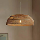 Chinoiserie Flat Rattan Pendant Light - Modern Handmade Creative Pattern Lamp For Living Rooms
