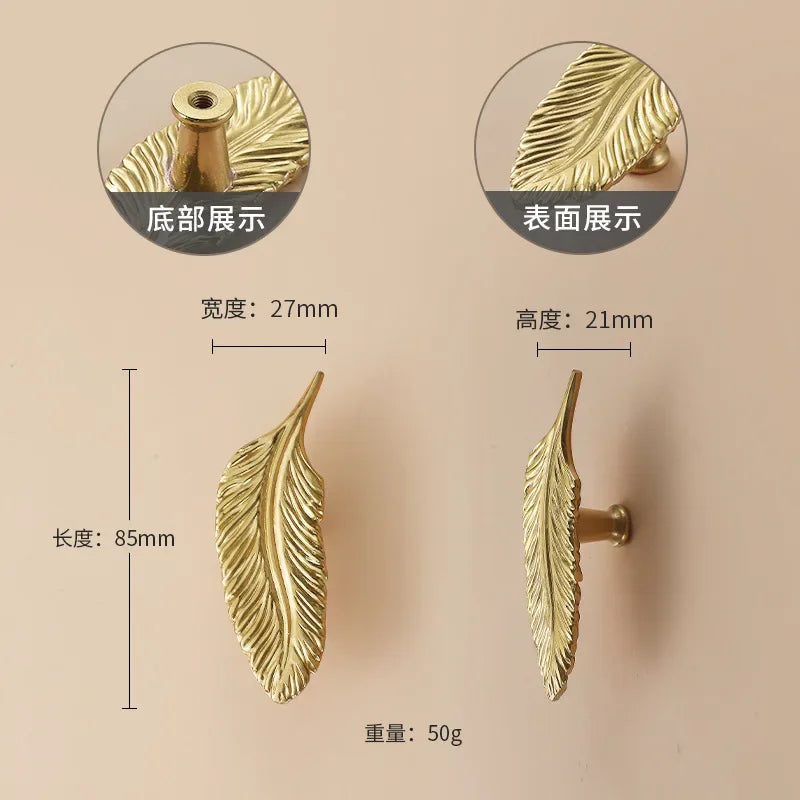 Luxury Brass Flower and Leaf Cabinet Handles – Chinese-Style Decorative Pulls for Wardrobes and Drawers 9-to right / 1