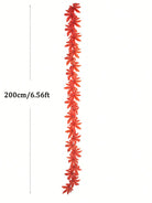 Dlight Decor 200cm Fall Maple Leaf Garland for Autumn and Halloween Decor 200cm Red
