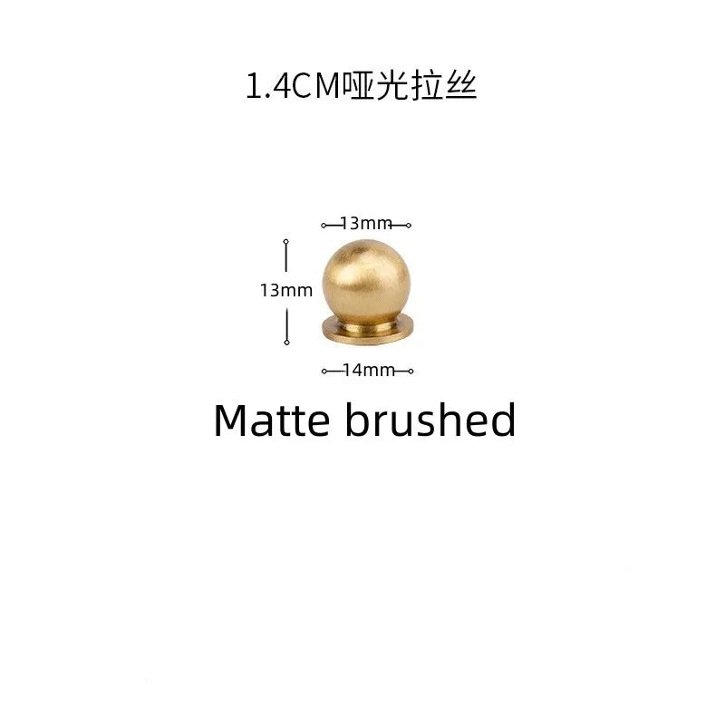 Solid Brass Ball Cabinet Knobs - Vintage Single-Hole Wardrobe and Drawer Handles Matte brushed 14mm Knobs