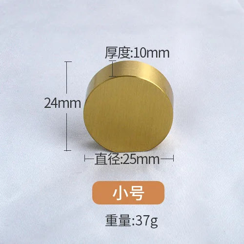 Modern Pure Brass Cabinet Handles - Single Hole Brushed Gold Drawer Knobs for Kitchen and Wardrobes 3-small Knonbs