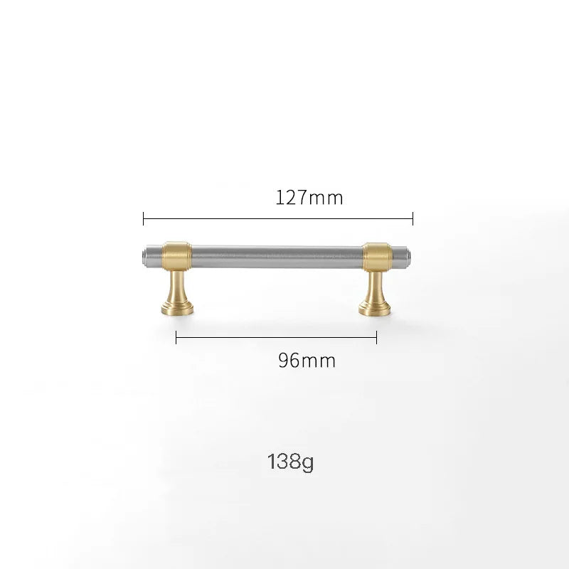 Nickel-Plated Brass Cabinet Handles – Gold and Matte Silver T-Bar Pulls for Wardrobes and Drawers 128mm Handles