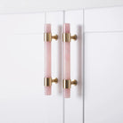 Natural Marble and Crystal T-Bar Cabinet Handles – Modern Brass Knobs for Kitchen Dresser and Furniture Pulls Handles