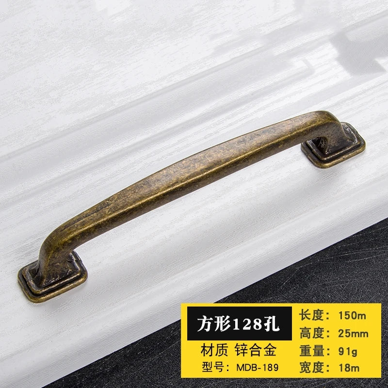 Antique Bronze Cabinet Handles - Retro Drawer Pulls Vintage Zinc Alloy Kitchen Hardware for Furniture Dresser and