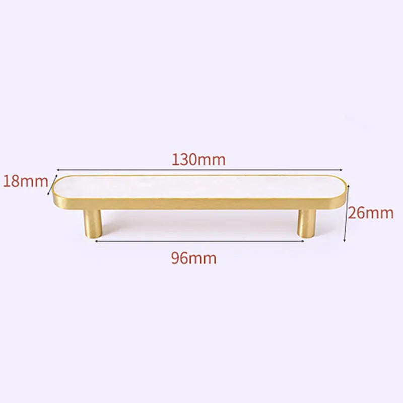 Brass and Acrylic Cabinet Handles – Colorful European Wardrobe Pulls for Furniture (96/128mm Hole Distance) 130mm A