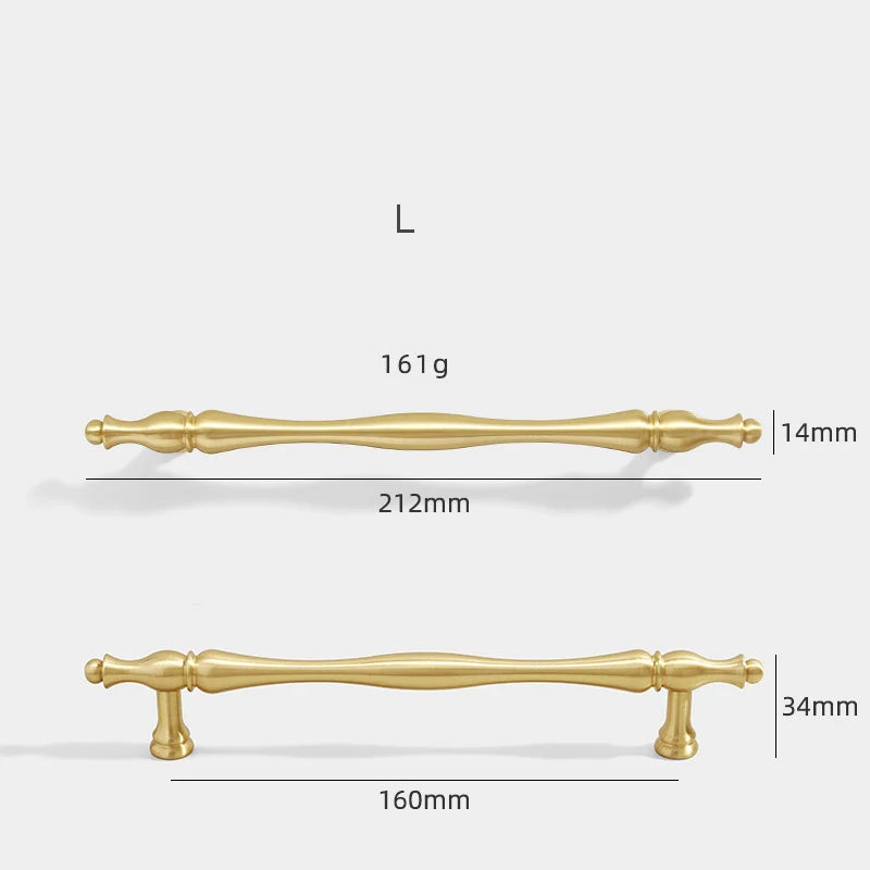 Gold Brass Cabinet Bar Handle – American Vintage Drawer Pull and Wardrobe Knob 212mm bar Handles