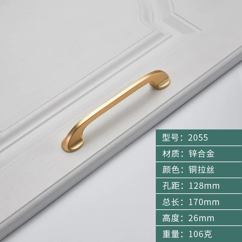 Minimalist Zinc Alloy Cabinet Handles - American Style Drawer Knobs for Wardrobes and Furniture coppery-128 Handles