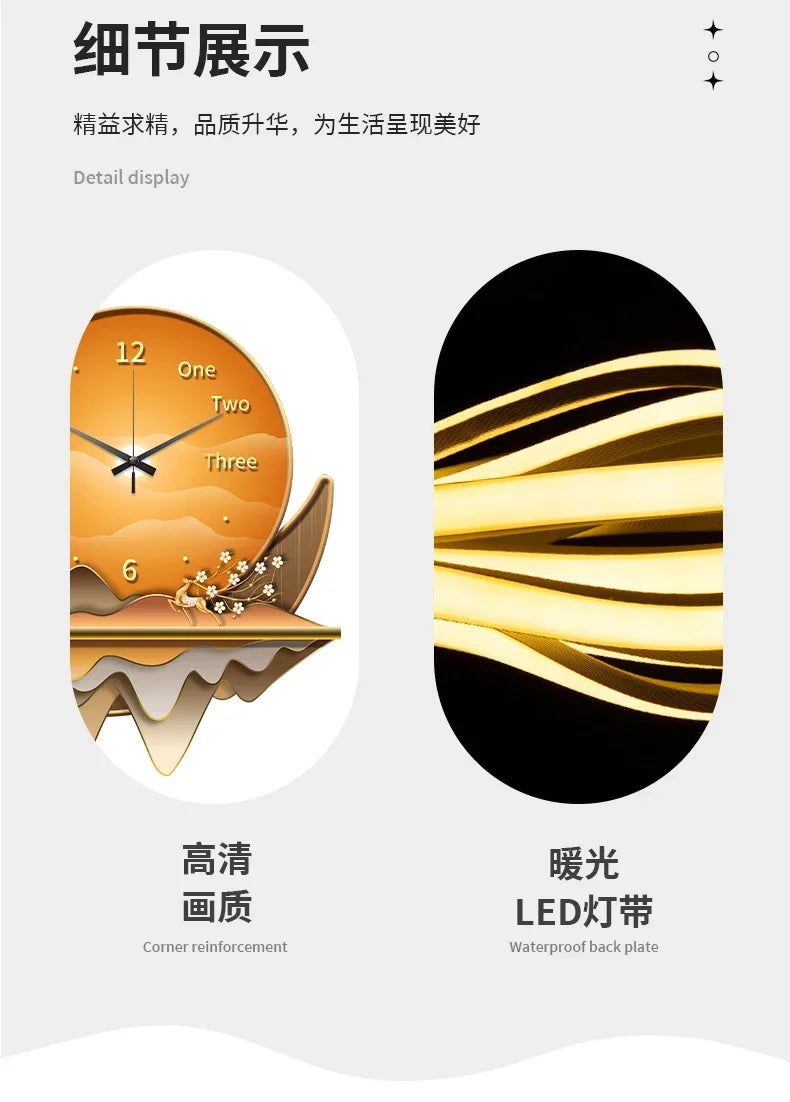 Dlight Decor Clock Wall Light with Luxury Crystal Glow Wall Art