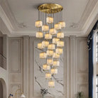 Modern Natural Marble Led Living Room Chandeliers - Elegant Lighting Fixtures For Staircases Lofts
