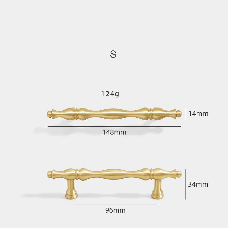 Gold Brass Cabinet Bar Handle – American Vintage Drawer Pull and Wardrobe Knob 148mm bar Handles