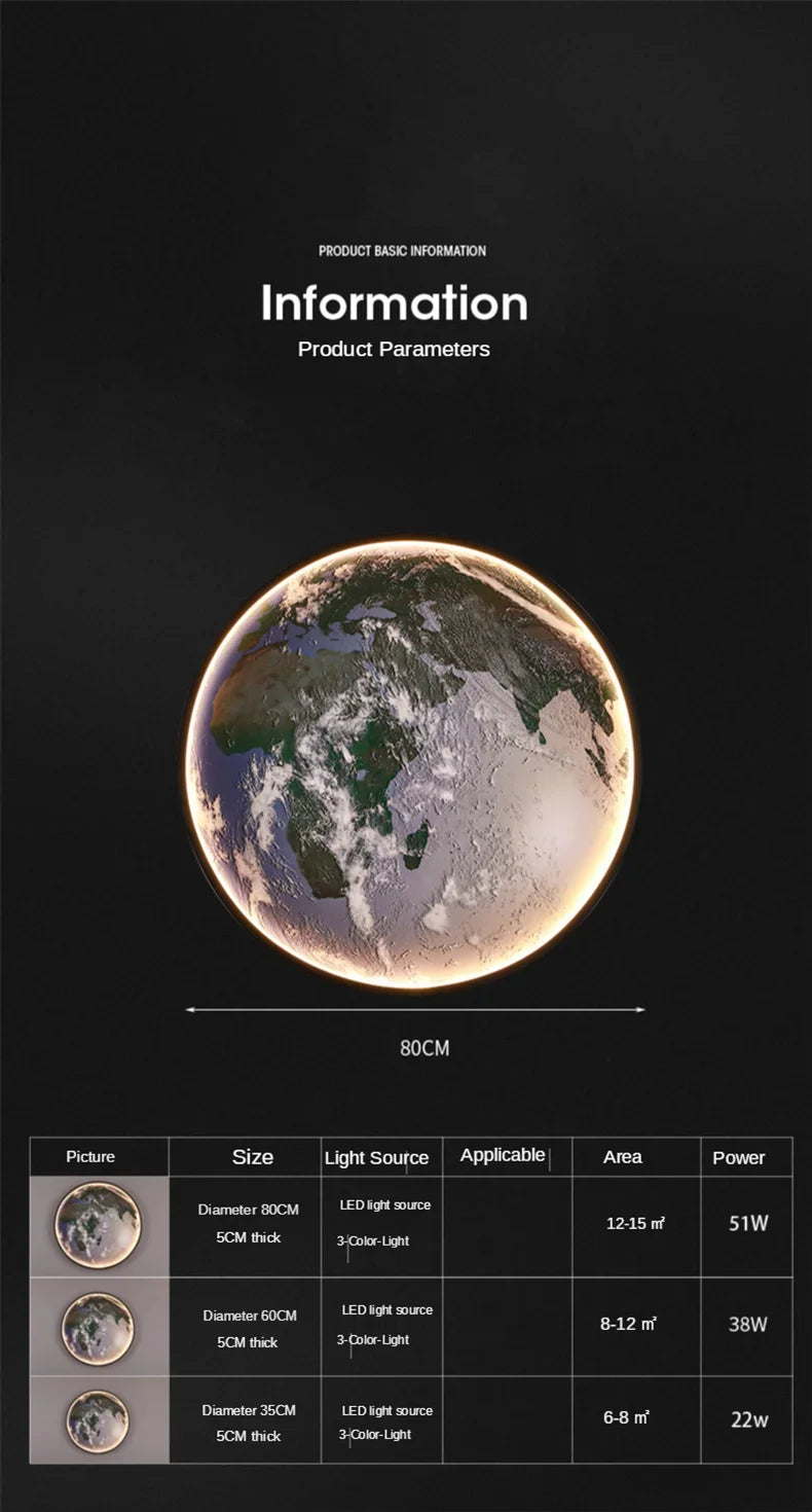 Dlight Decor Planet Mural Wall Light for Interiors Wall Art