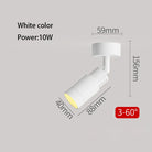 White adjustable LED zoom spotlight, 10W surface-mounted, tilting track head