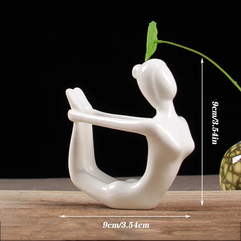 Ceramic Yoga Pose Figurine – Abstract Lady Sculpture in 12 Styles for Home & Studio Decor White K Homedecor
