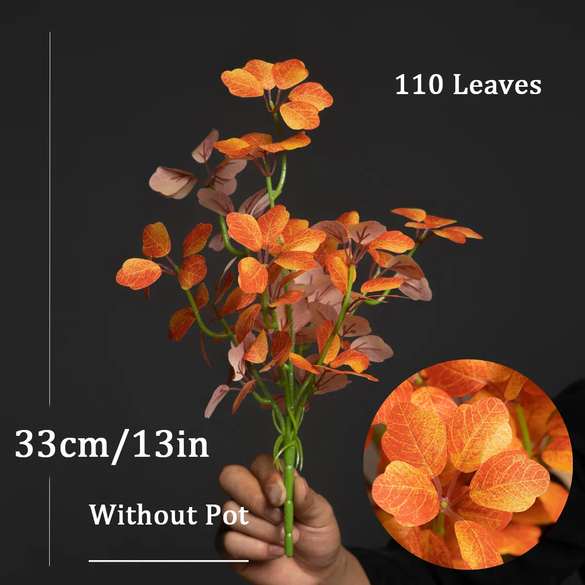 Dlight Decor 33cm Four Leaf Clover Plant with Bell Tree Leaves for Home and Party Decor Orange
