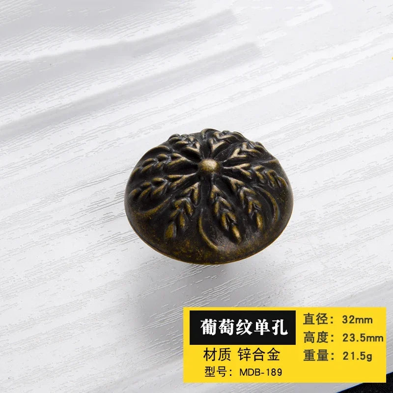 Antique Bronze Cabinet Handles - Retro Drawer Pulls Vintage Zinc Alloy Kitchen Hardware for Furniture Dresser and
