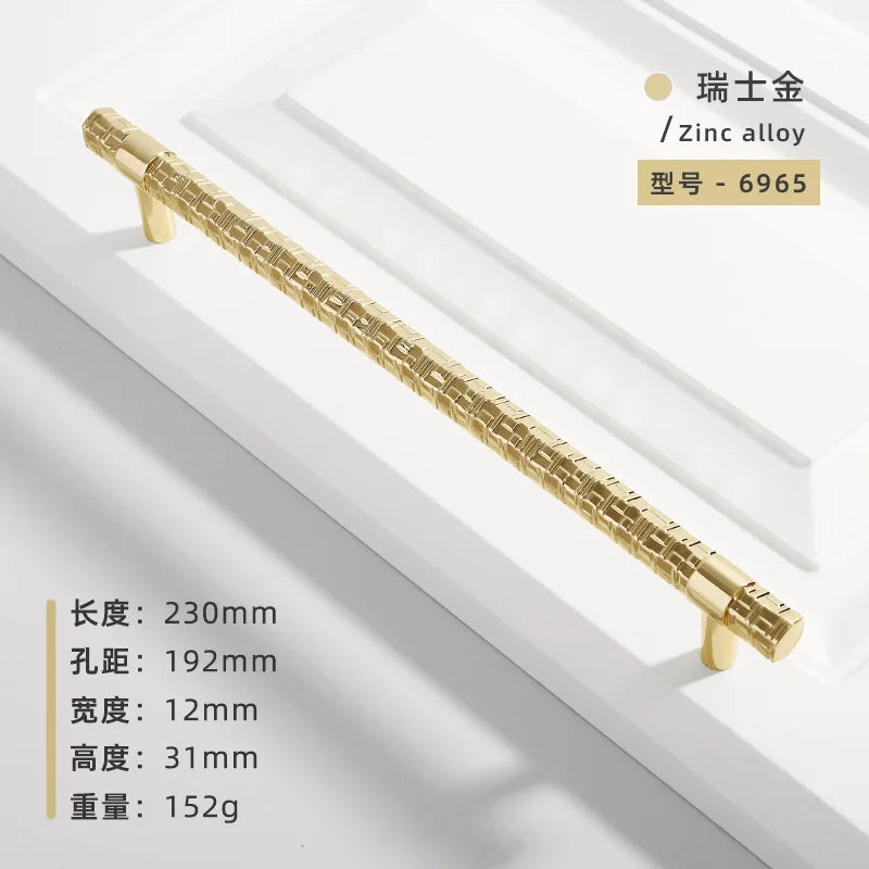 Creative T-Bar Cabinet Handles - Modern Zinc Alloy Pulls for Kitchen and Furniture Bright gold 192mm Handles