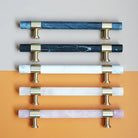 Natural Marble and Crystal T-Bar Cabinet Handles – Modern Brass Knobs for Kitchen Dresser and Furniture Pulls Handles