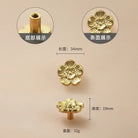 Luxury Brass Flower and Leaf Cabinet Handles – Chinese-Style Decorative Pulls for Wardrobes and Drawers 7-big / 1 piece