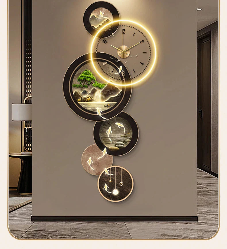 Dlight Decor Nine Fish Clock Wall Light Mural Wall Art