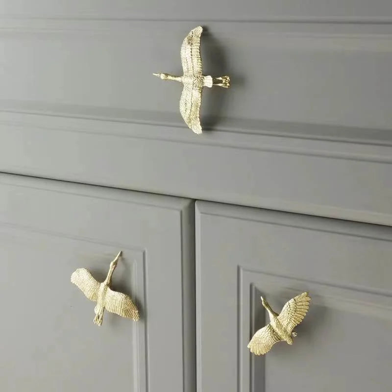 Wild Goose Brass Cabinet Handles - Nordic Copper Drawer Pulls for Wardrobes and Kitchen Cupboards Handles