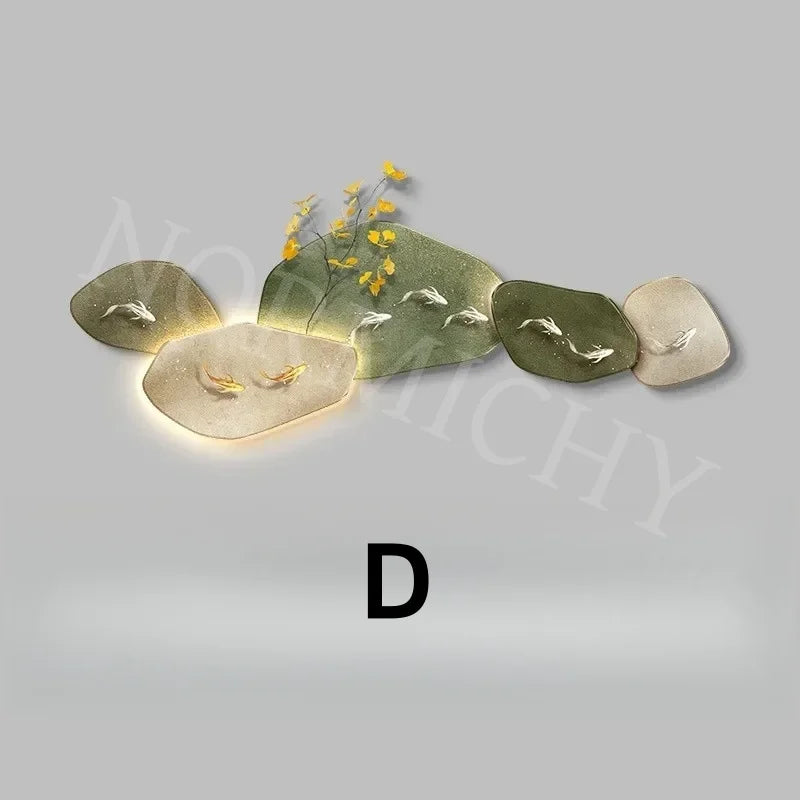 Dlight Decor 3D Nine Fish Wall Lamp Mural Art D / 120x40cm Wall Art