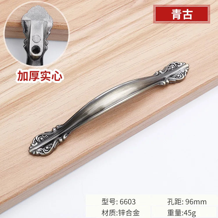Antique Bronze Cabinet Handles - Vintage Zinc Alloy Drawer Pulls for Furniture 6603 96mm Handles