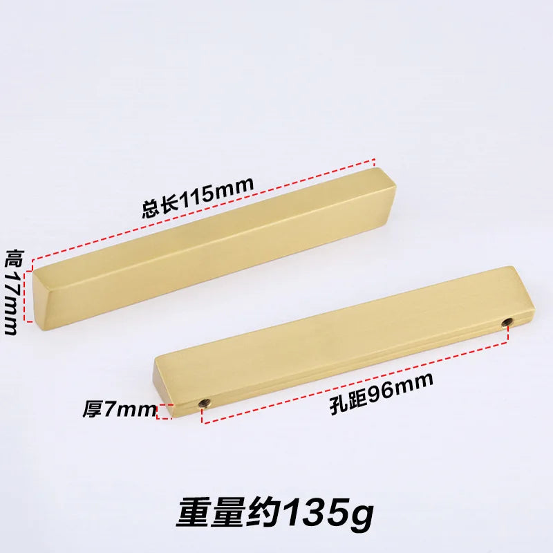Brass Trapezoidal Cabinet Handles - High-End Golden Drawer Pulls for Wardrobes and Furniture Brass-96mm Handles
