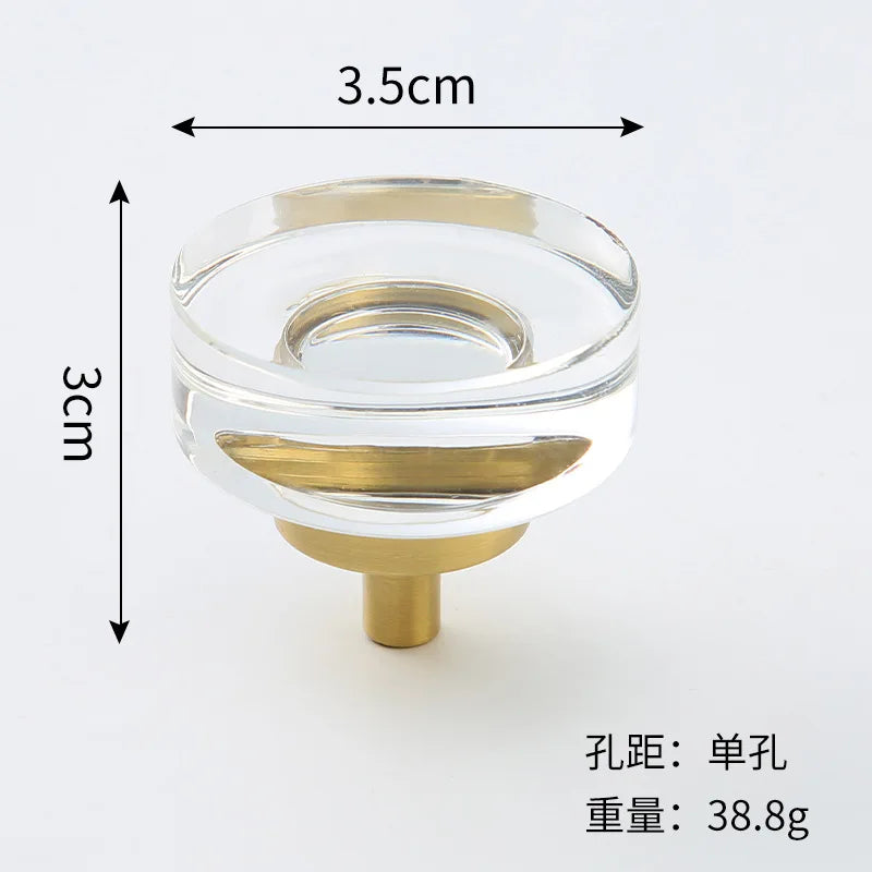 Brass Crystal Cupboard Cabinet Handle Kitchen Drawer Knobs Light Luxury Furniture Hardware Transparent Handle Home