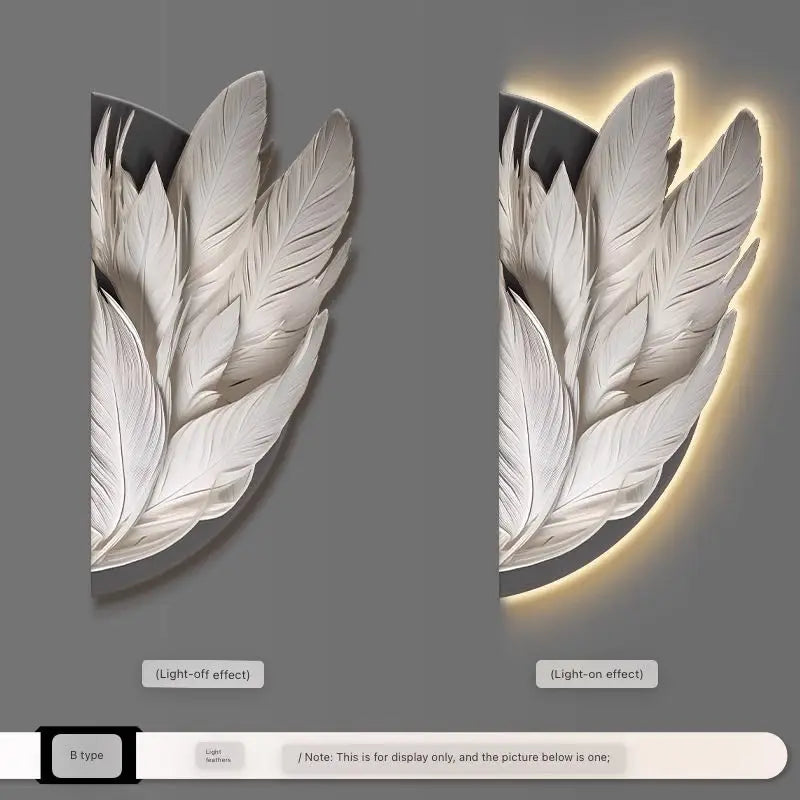 Dlight Decor Feather Mural LED Light for Entry Walls B / 70x140 Wall Art