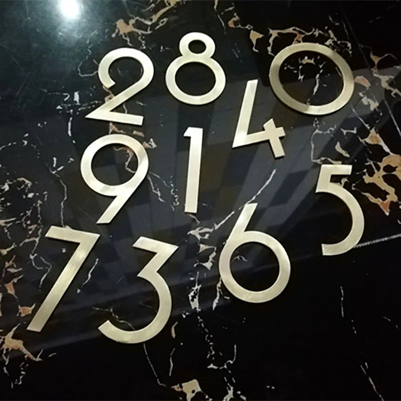 Gold Brass House Numbers – Decorative Wall Address Signs (5cm & 8cm) Brass Letters